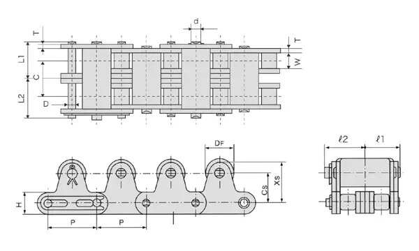 Transmission Stainless Steel Double-Row Top Roller Chains