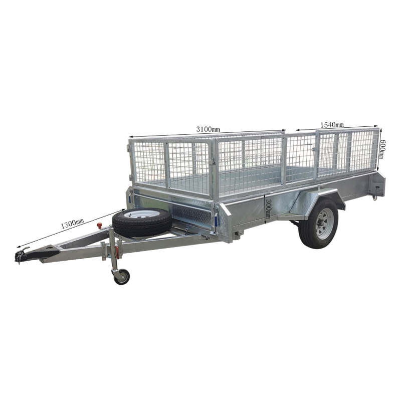 2 Wheel Galvanized Box Type Fence Cage Trailer for Factory Warehouse Logistics Cargo Transportation
