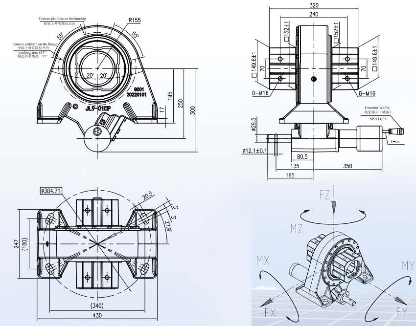 JL9 Series Ratio 780:1 Worm Gear Planetary Motor Solar Panel Tracking Slewing Drive Gearbox Reducer