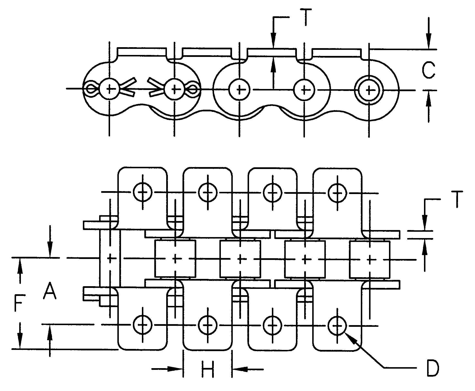ANSI Standard Bent K-1 B-2 Attachment Roller Chain One-Hole Two-Sides Transmission Chains