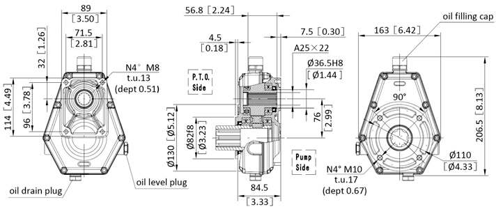 KM6001 Series Pump Over Gear Gearbox PTO Speed Increaser Aluminium Multiplier for Tractor Hydraulic Pump