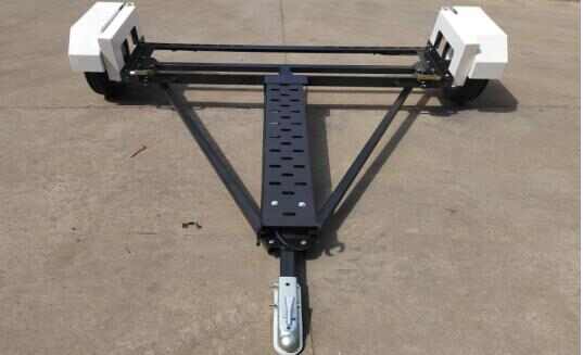 European Car Trailer with Tight Tire Straps on Both  Sides