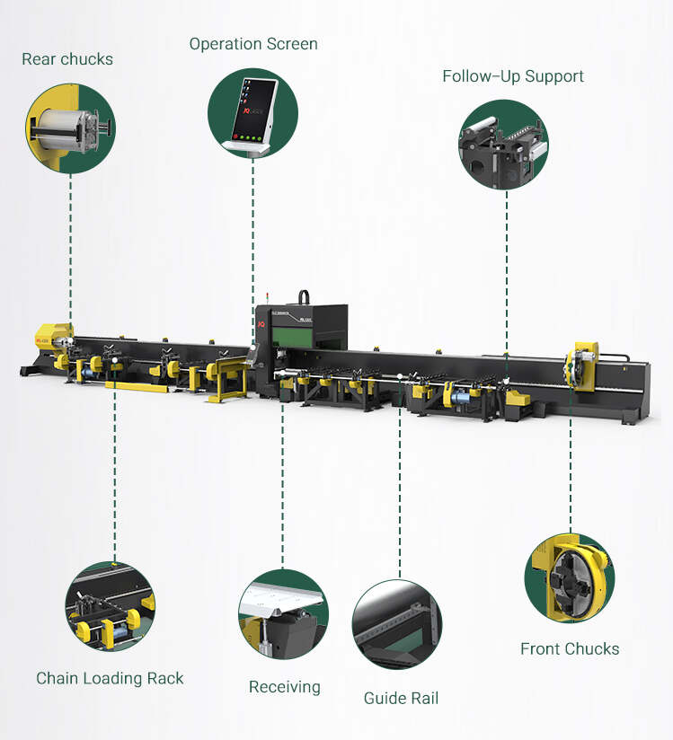 EP Three-chuck Heavy-duty Tube Laser Cutting Machine 6kw 8kw H Beam Profile and Pipe Laser Cutting Machine
