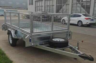 2 Wheel Galvanized Box Type Fence Cage Trailer for Factory Warehouse Logistics Cargo Transportation