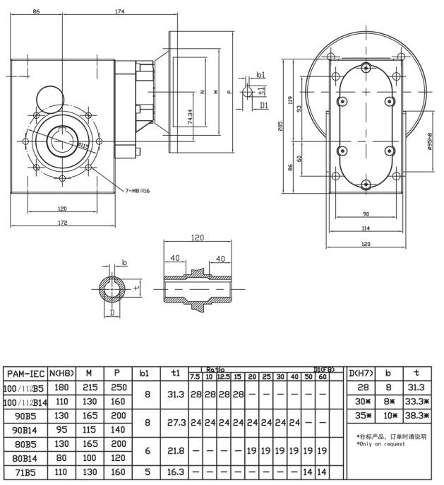 SSKM075 ODM Customizable 304 Stainless Steel Hypoid Gearbox Reducer Corrosion Resistant Worm Gearing Arrangement