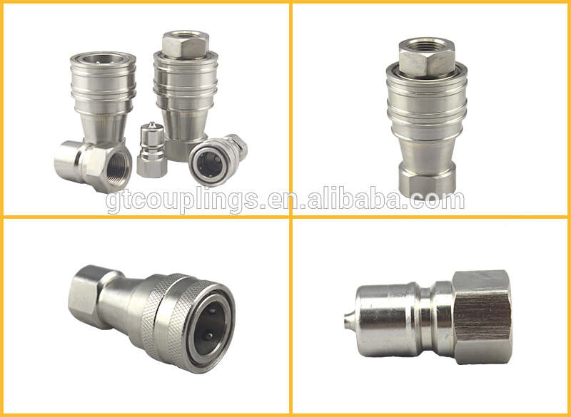 KZF 1/4  Inch  BSP/NPT Thread   304/316  Hydraulic Quick Release Connectors &stainless Steel Hydraulic Couplings