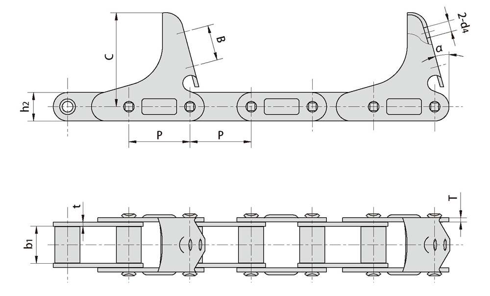 CA550-C6E CA550-C11E CA550-C11EJ CA550-C13E CA550F4-C6E  Agricultural Steel Conveyor Ca555 Roller Chains With Attachment