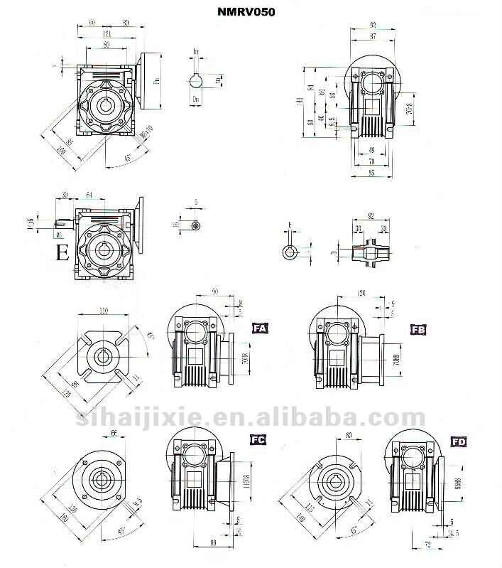 NMRV075 NMRV050 Double Worm Gearbox  Motovario Like RV Series Aluminium Alloy Worm Speed Reducer Screw Worm