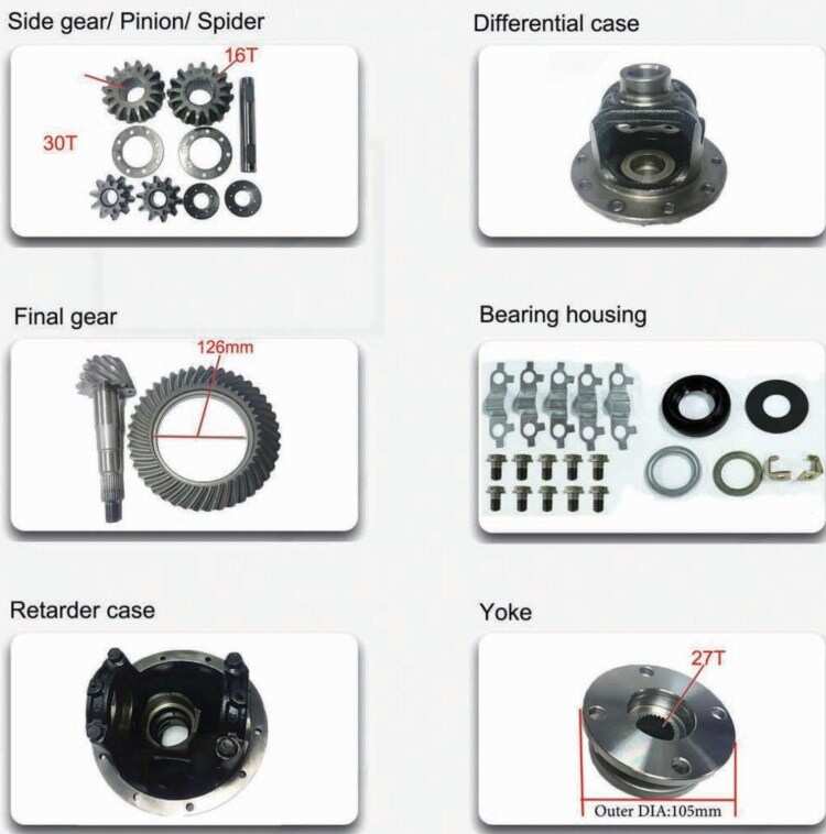 Rear Differential Parts Accessories Fit for Toyota Hiace H100 R With Side Final Gear Pinion Spider Retarder Case Yoke