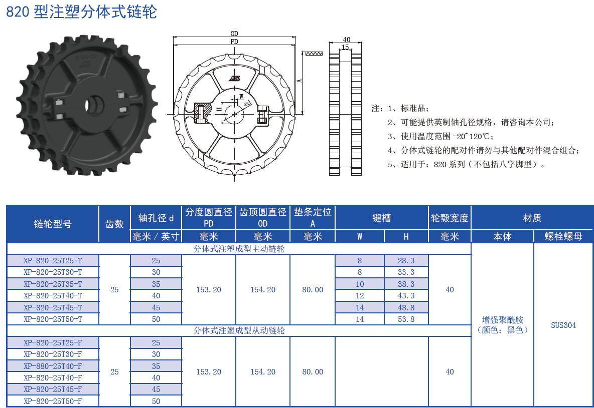 820 Series Vacuum Type Straight Chain Plastic Chain for Sale