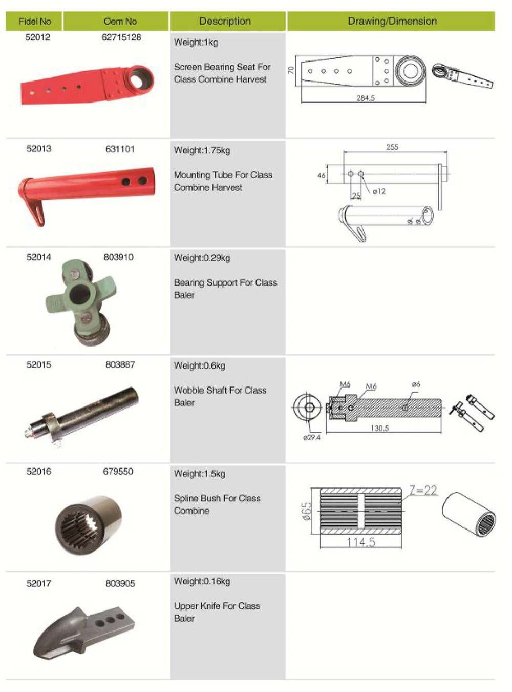 679550 Agricultural Spare Parts Spline Bush for Class Combine