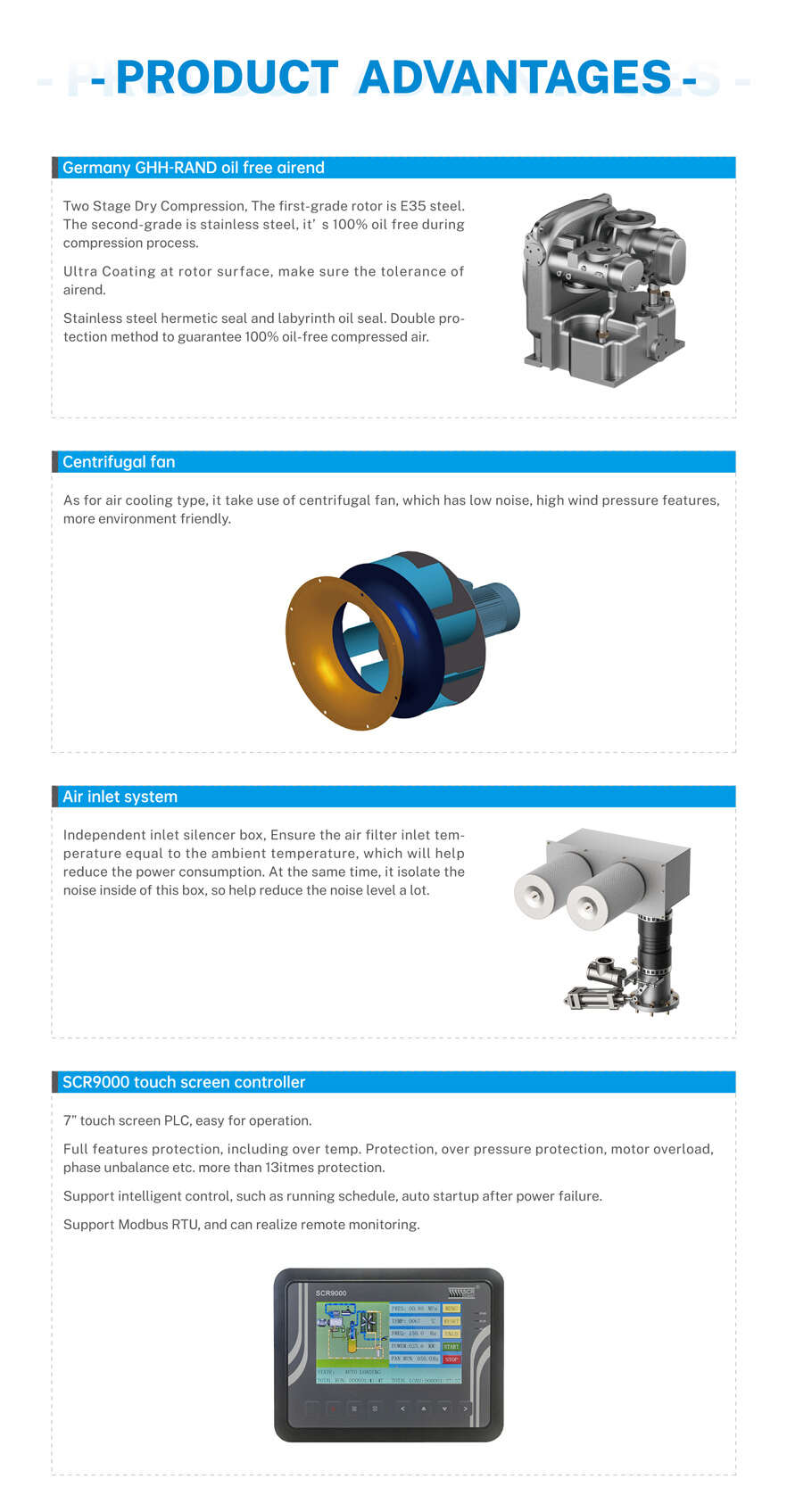 Chinese Oil Free  Screw air Compressor (SCR50GV)