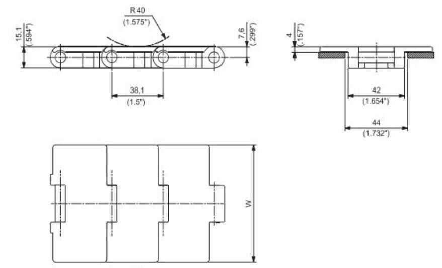 SP84 Single Hinge Straight Leaf Chain Sideflex Run Plastic Single Hinge Leaf Chain