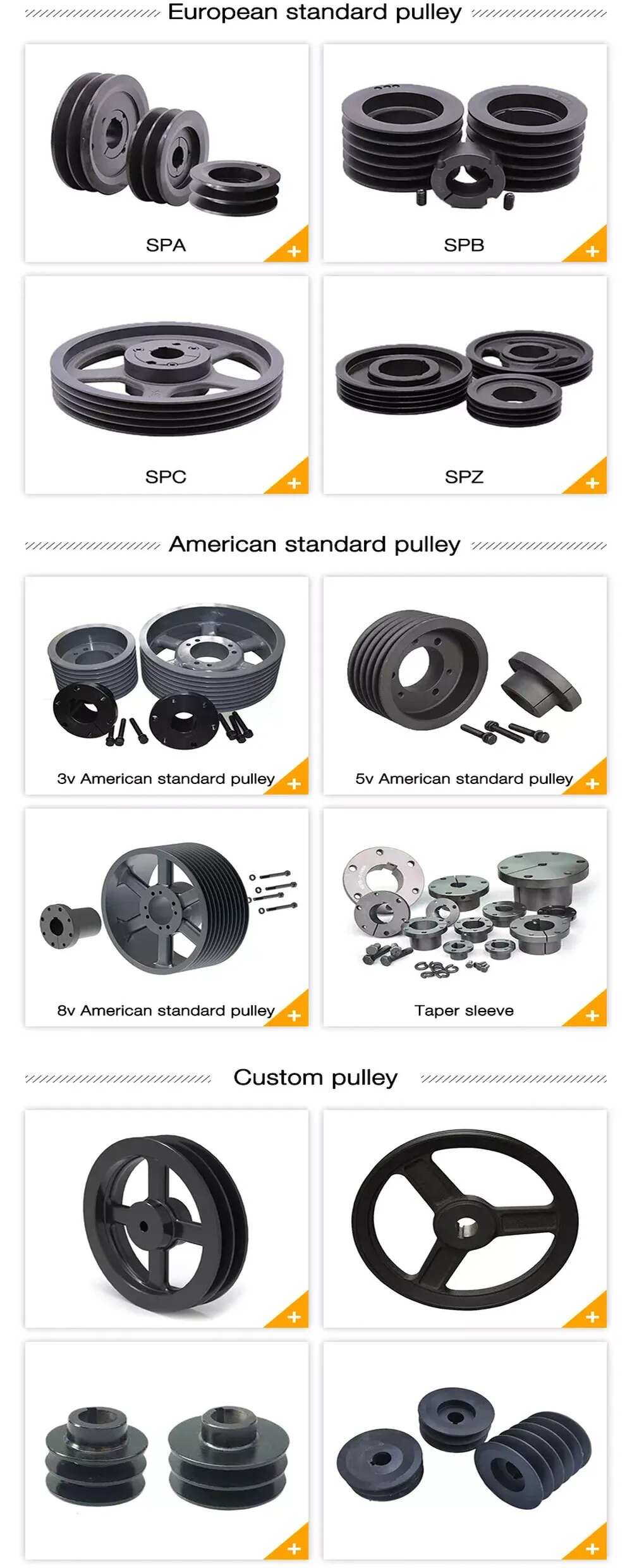 American Standard 1TC Series Cast Iron Sheaves With Split Taper Bushings for Use With All C Section Belts