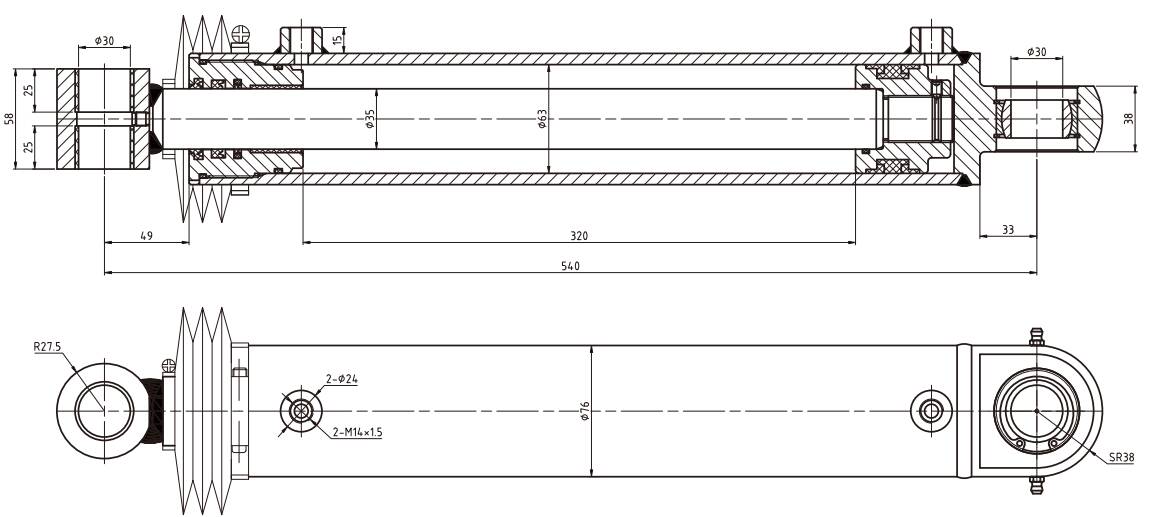 HCYY11112012 Good Quality Professional Factory 13kg Aerial Work Vehicles Steering Hydraulic Cylinder for Sale