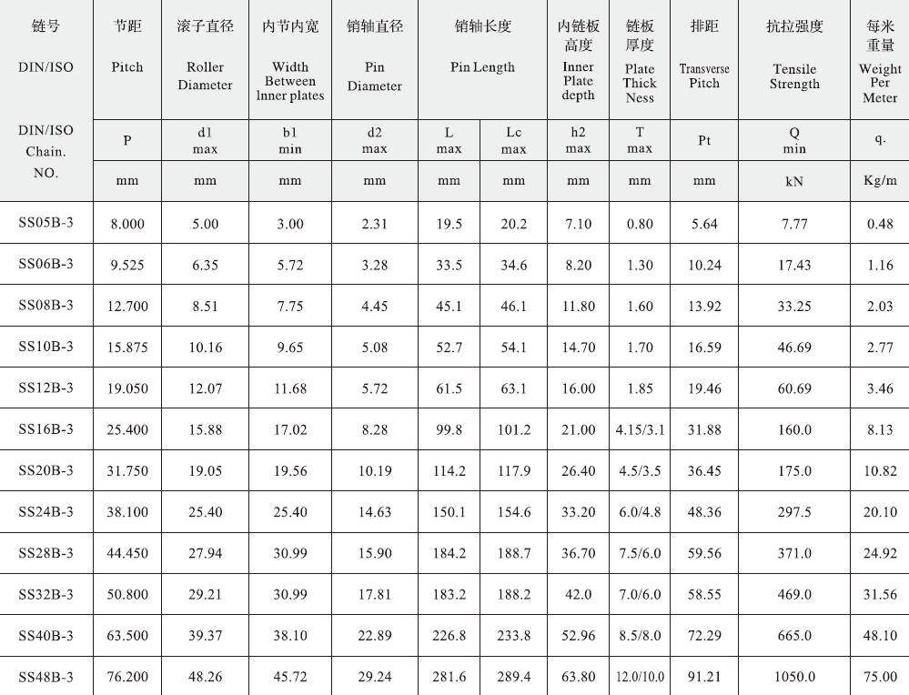 SS24B-3 B Series Stainless Steel Short Pitch Precision Triplex Roller Chain and Sprockets in Steel Transmission Chains Product