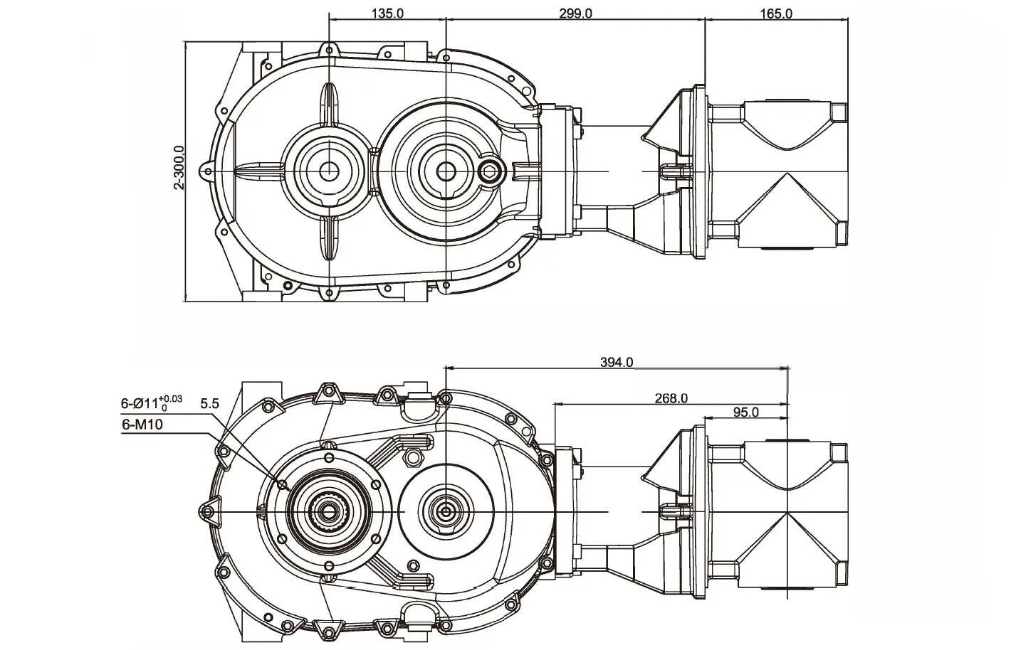 Forage Harvester Speed Reducer Gear Drive Silage Machine Gearbox for German Champion Four Disc (Type 3500)
