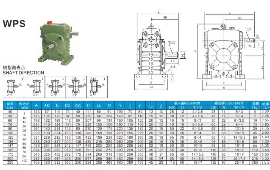 Quick Delivery WPWS-60  1:5,10,15,20,25,30,40,50,60 Ratio Speed Reducer Gearbox Worm Gear Box