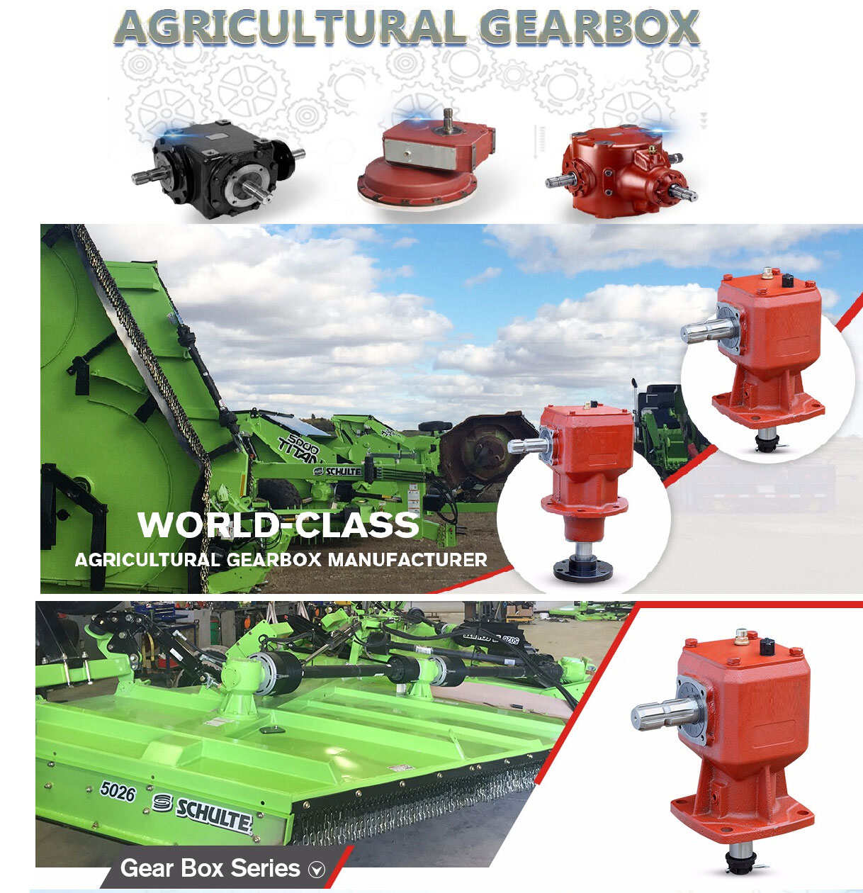 Hot Sale Agricultural 90 Degree Farm Pto Right Angle Gearbox for Tractor Slasher Rotary Tiller Pga Feeder Mixer Earth Auger