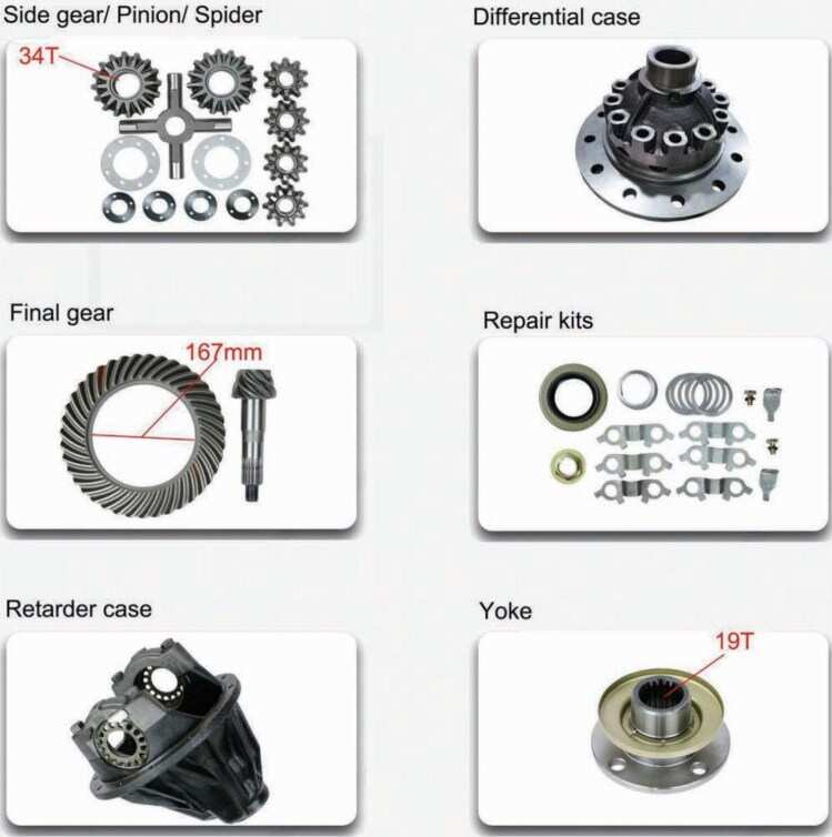 Rear Differential Parts Accessories Fit for Toyota Minibus Coaster With Side Final Gear Pinion Spider Retarder Case Yoke