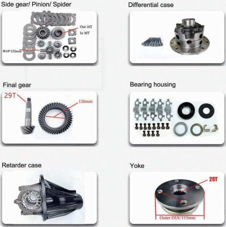 Rear Differential Parts Accessories Fit for Toyota Hiace H200 With Side Final Gear Pinion Spider Retarder Case Yoke