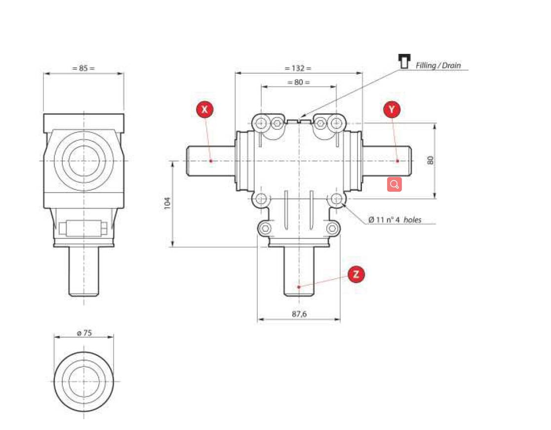 L Series Aluminium Right Angle Gearbox L-11