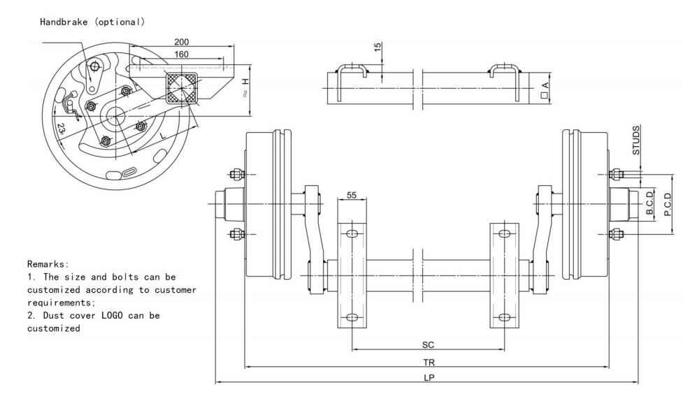 Multifunctional 750kg Rubber Led Display Transportation Torsion Small Trailer Axle for Wholesales