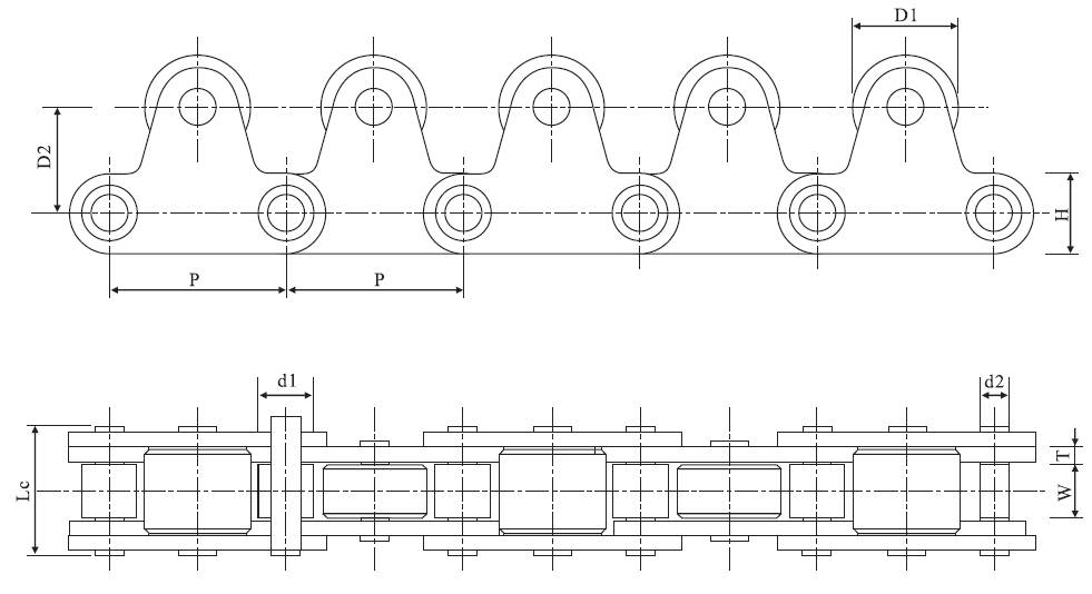 2100-TRSS Double Pitch Top Stainless Steel Roller Chain and Sprockets Short Pitch for Industrial and Farming Industries