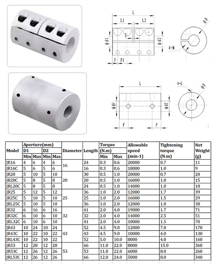 Aluminium Mechanical Shaft Rigid Couplings for Machine Repair OEM Customized Support