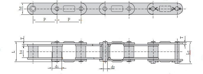CA Type Steel Roller Chains for Agriculture Industry Farm Construction Models CA627 CA550D CA555D CA557D CA620D CA2062H