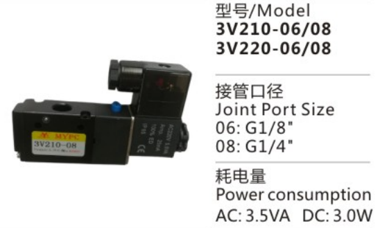 China Professional 3V200 Series 3V210-06/08 Pneumatic Control Solenoid Valve for sale