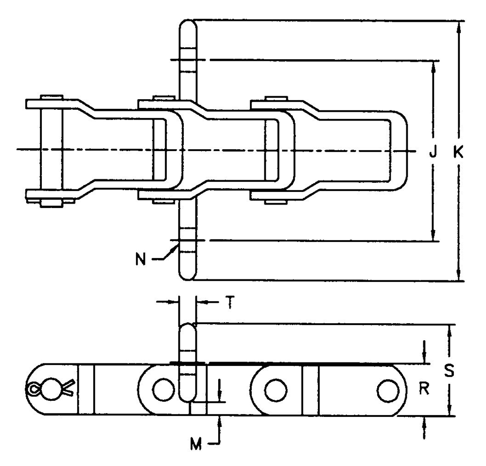 AL662-KG30S Agricultural Steel Pintle Chain with KG30S Attachment for Transmission Use