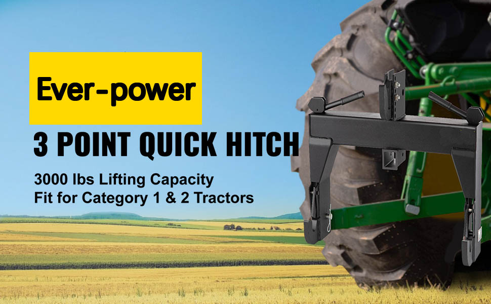3000 LBS Rigid Alloy Steel  3 Points Quick Hitch for Tractor