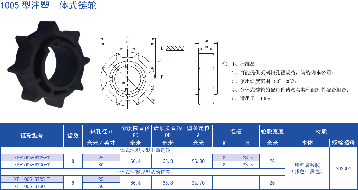 Promotional Various 1005 Series 25.4mm Pitch Heavy LBP Ball Low Back Pressure Plastic Chain for Sale