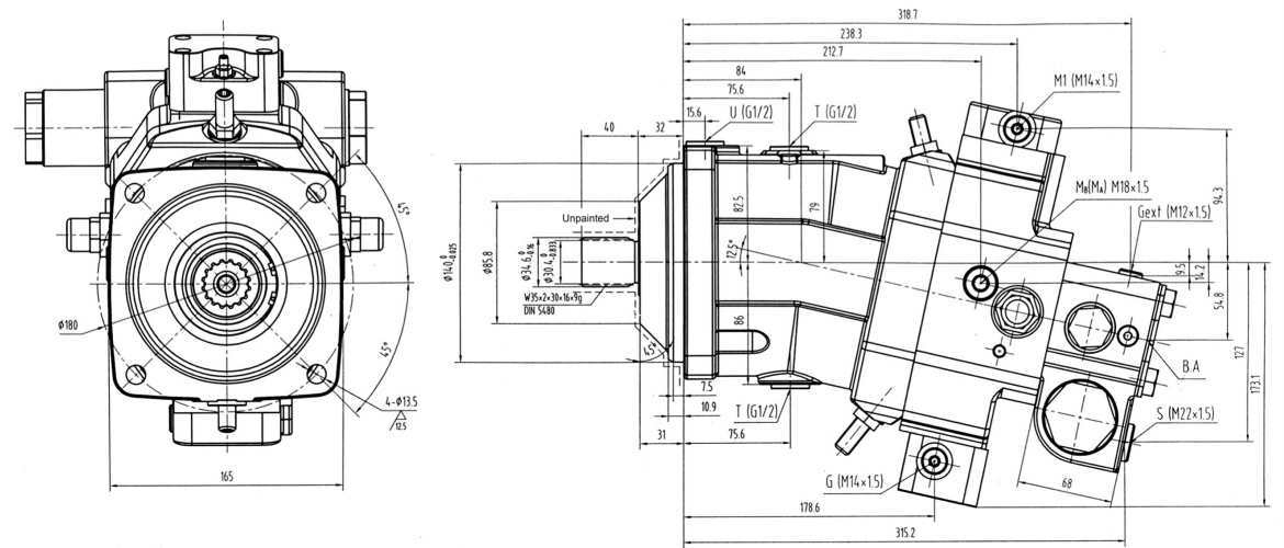 G6VM Series Inclined Axis Axial Piston Variable Displacement Hydraulic Motor for Walking Machinery in Industrial Field