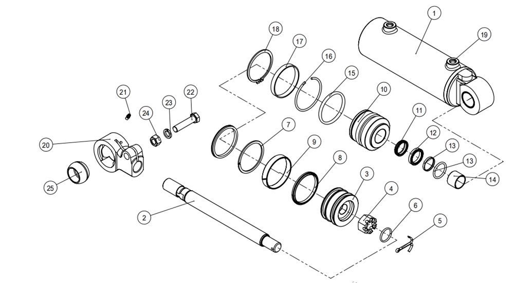 HZPT Custom Made Industrial Vehicle Tractor Forklift Double Acting Hydraulic Tilt Cylinder