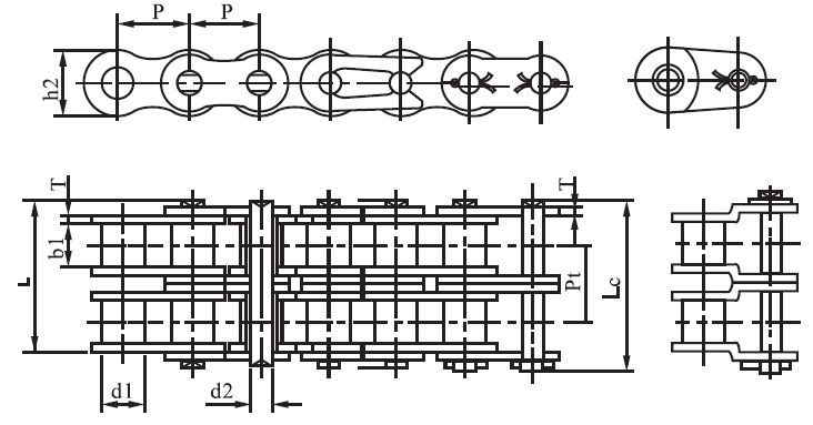 SS04C-2 Series Stainless Steel Precision Duplex Roller Chain and Sprockets 6.35mm Pitch Short for Restaurant Industries