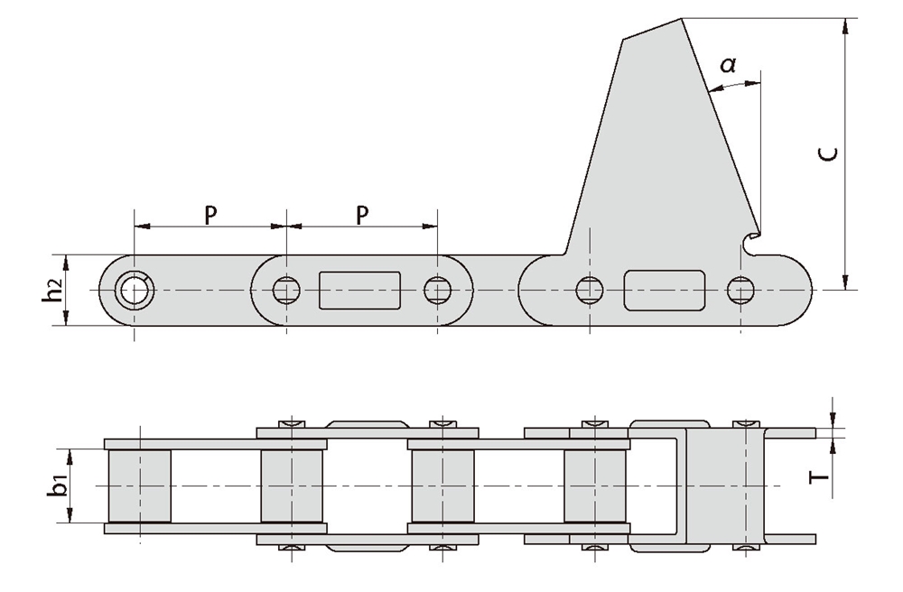 CA550-CPE  Agricultural Steel Conveyor CA550 Roller Chains with CPE Attachment