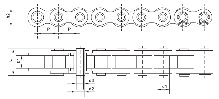 SS08BHP Stainless Steel Short Pitch Hollow Pin Chain and Sprockets in Steel