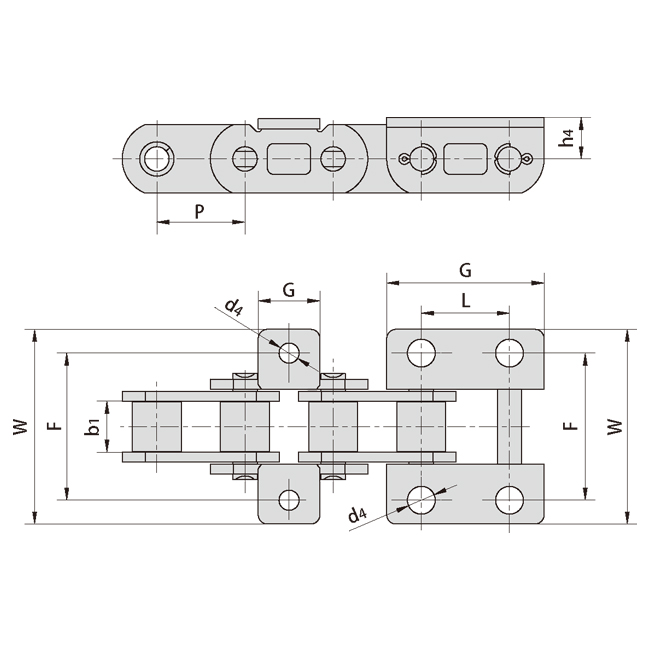 CAE44151S1 CAE44151S2 P28F3  Agricultural Steel Conveyor Roller Chains With Attachment