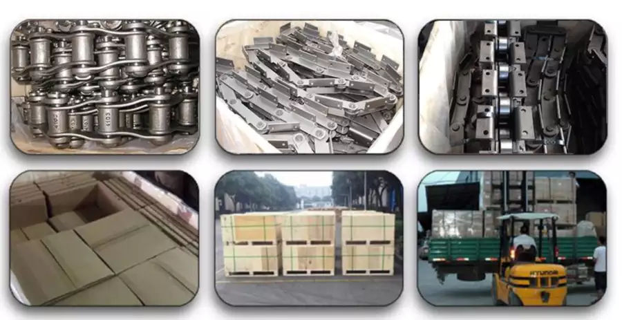 Drive Conveyor Leaf Elevator Silent Hoisting Pintle Cast Engineering Drag Link Duplex Sprocket Stainless Steel Roller Chain